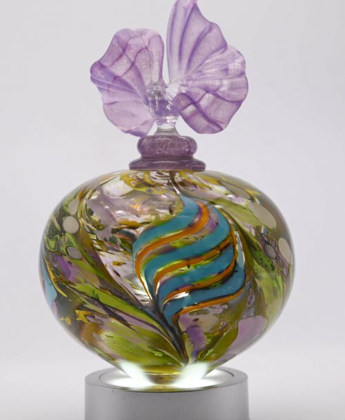 Flacon déco mauve et vert