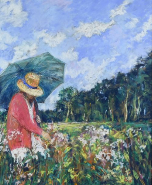 Femme au gilet rouge