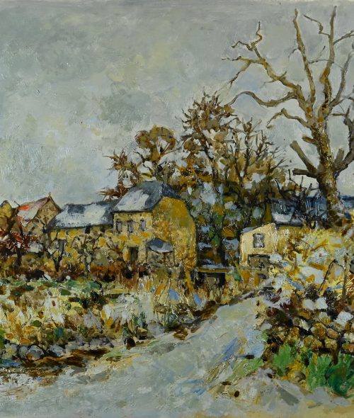 Village auvergnat, les premières neiges