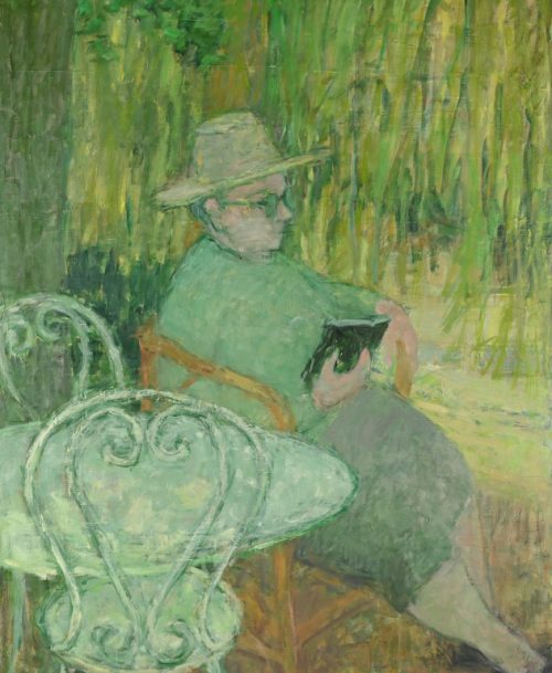 Lecture sous les ombrages, la mère de l'artiste