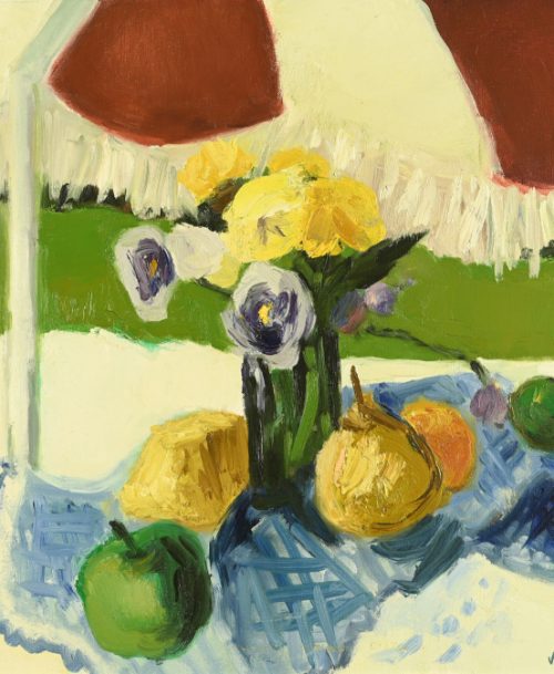 Fruits sur table sous parasol